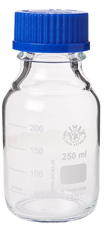 Botella  de prueba de impurezas organica con tapa de 100 ml
