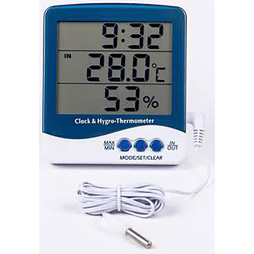 Termo-Higrómetro Y Reloj Digital -10 ~ +50 °C / -50 ~ +70 °C
