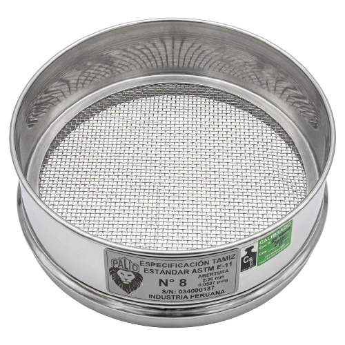 Tamiz de Acero Inox. de 8" Ø S.F. - Malla Nº 6