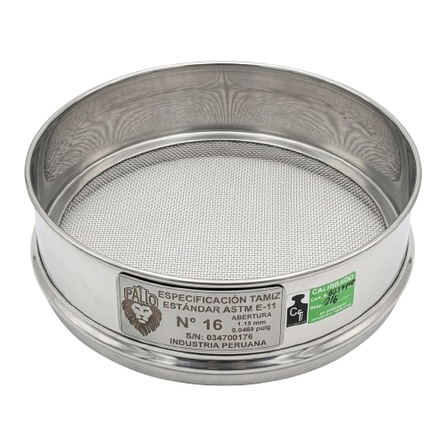 Tamiz de Acero Inox. de 8" Ø S.F. - Malla Nº 16