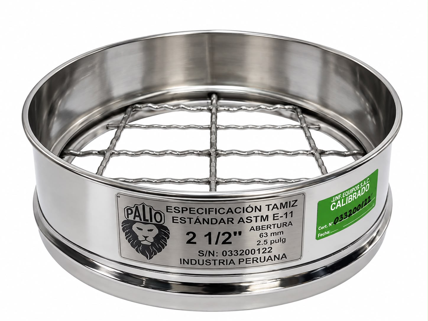 Tamiz de Acero Inox. de 12" Ø S.G. - Malla 2 1/2"