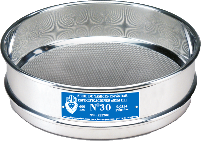 Tamiz de Acero Inox. de 8" Ø S.F. - Malla Nº 270