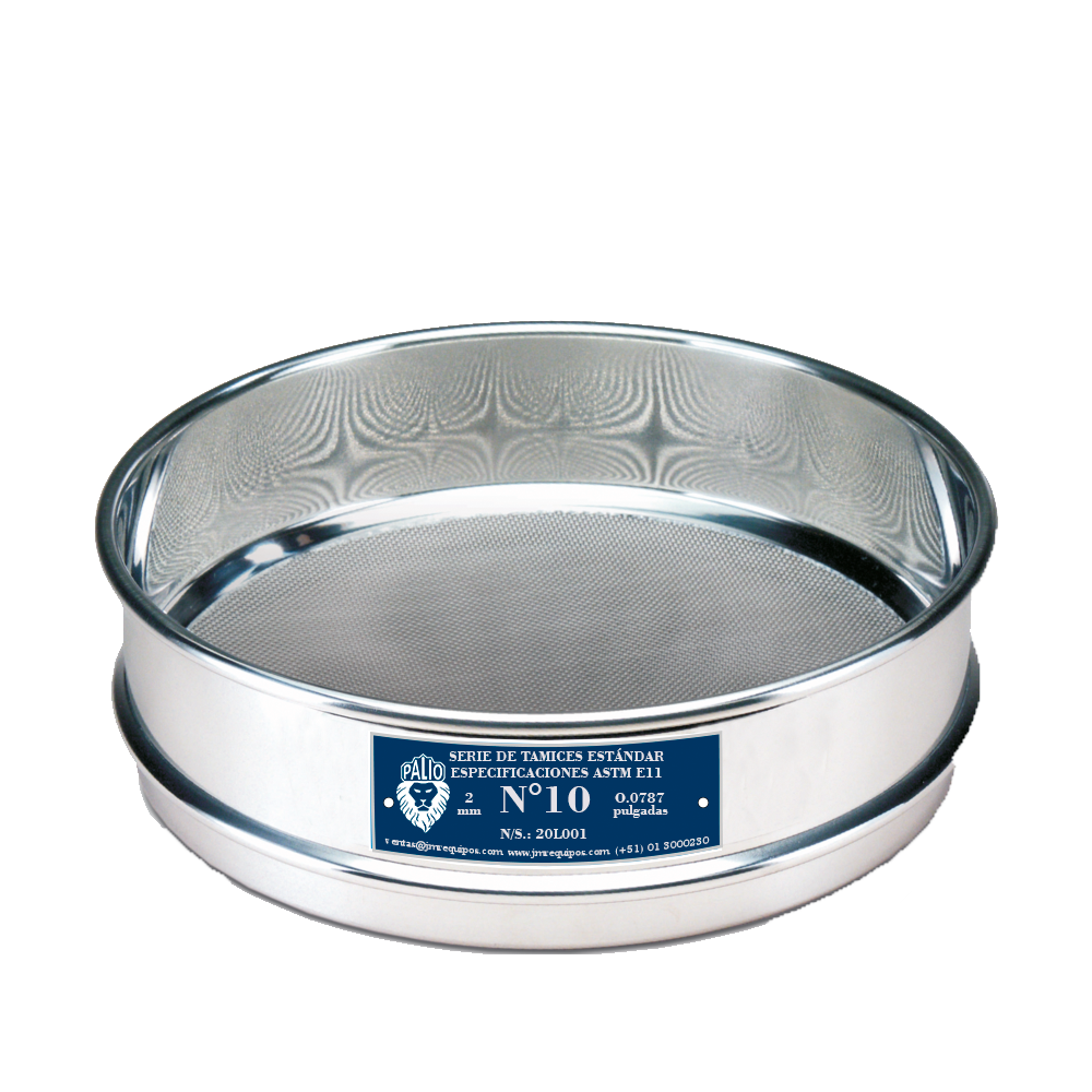 Tamiz de Acero Inox. de 12" Ø S.F. - Malla Nº 10