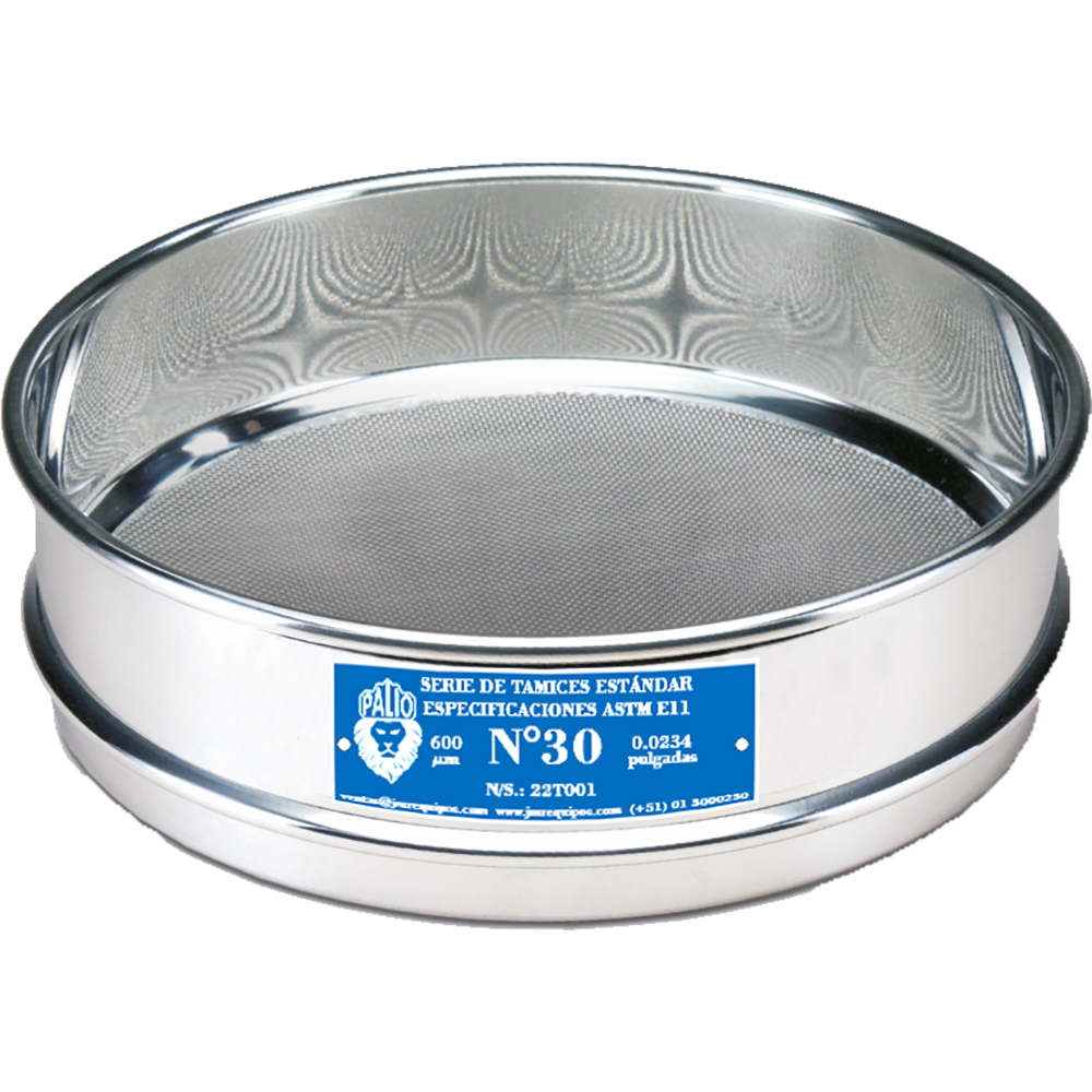 Tamiz de Acero Inox. de 12" Ø S.F. - Malla Nº 25